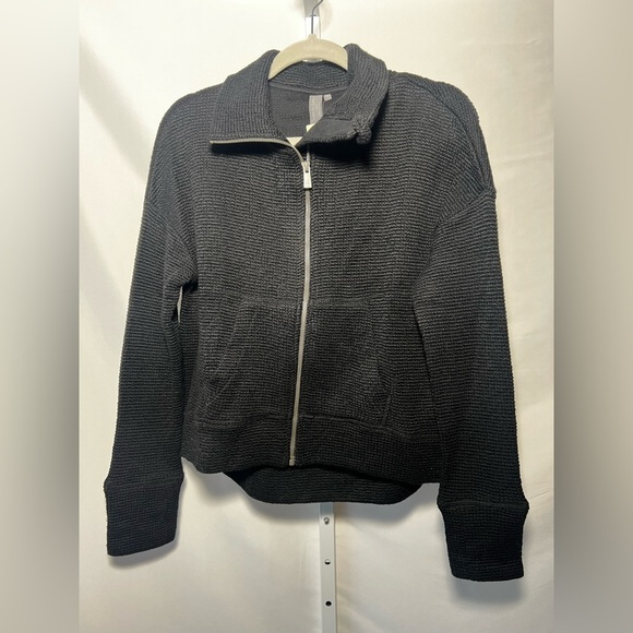 NWT SWEATY BETTY Restful Boucle Zip Through Jacket Cardigan Black - Picture 4 of 8